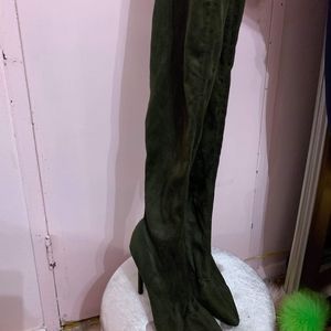 Thigh high green boots